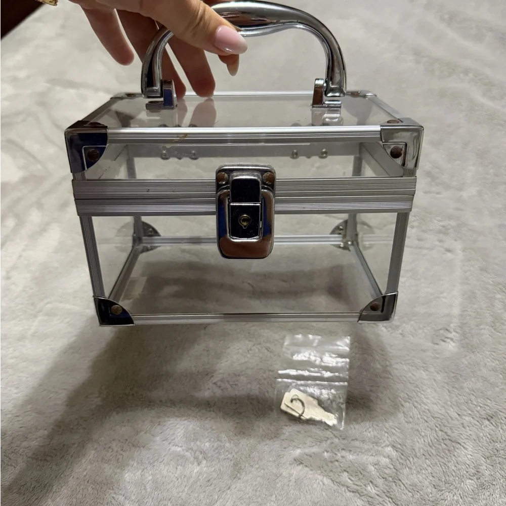 Clear Acrylic Storage Box with Silver Accents